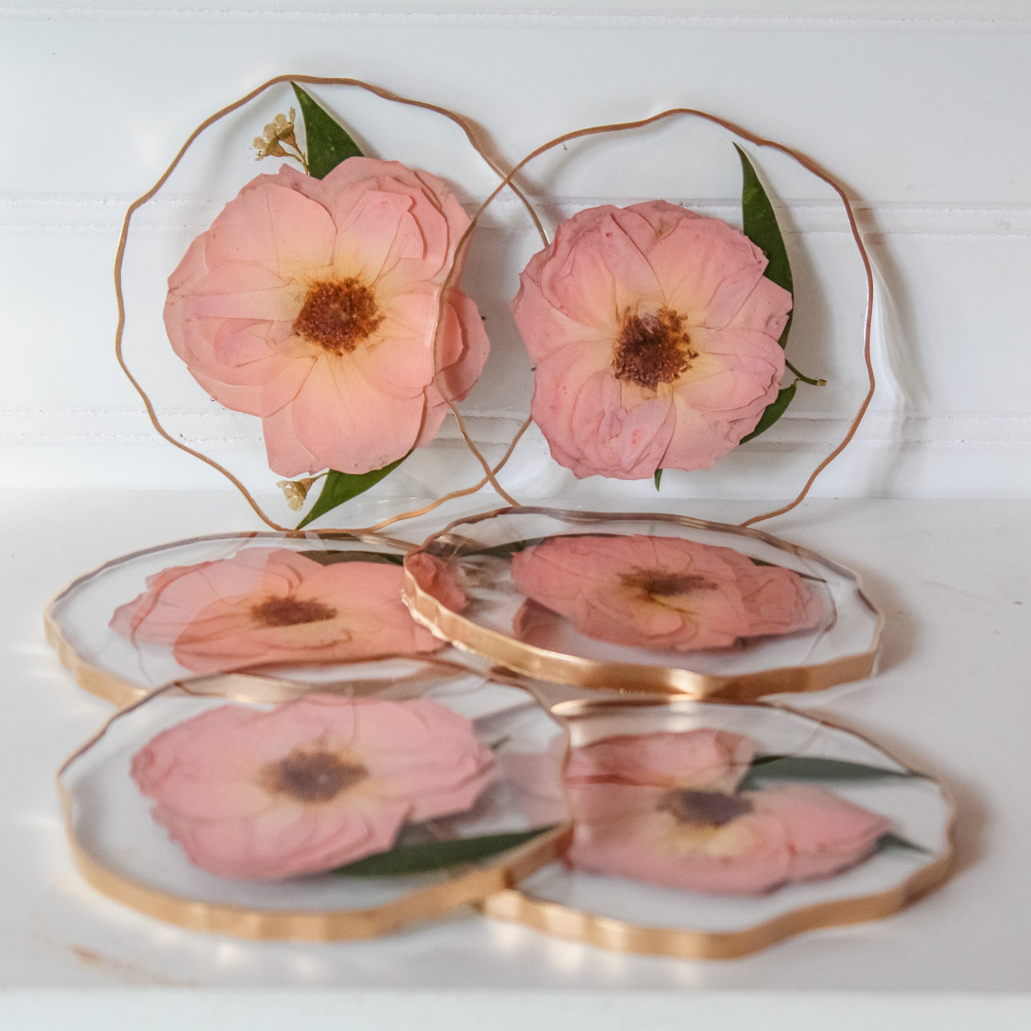 Preserved Bouquet flowers in resin coasters